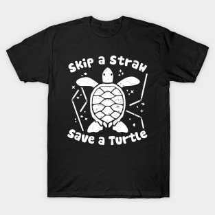 Skip a Straw Save a Turtle for Earthday - Vintage Retro Design T Shirt 4 T-Shirt